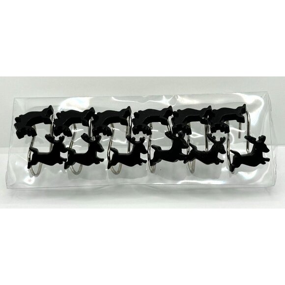 Black Deer Shower Curtain Hooks - Set Of 12 - Picture 2 of 6